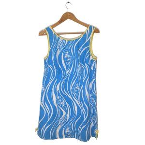 Lilly Pulitzer Blue Delia Shift Joe Fish Resort Casual Dress Size 12